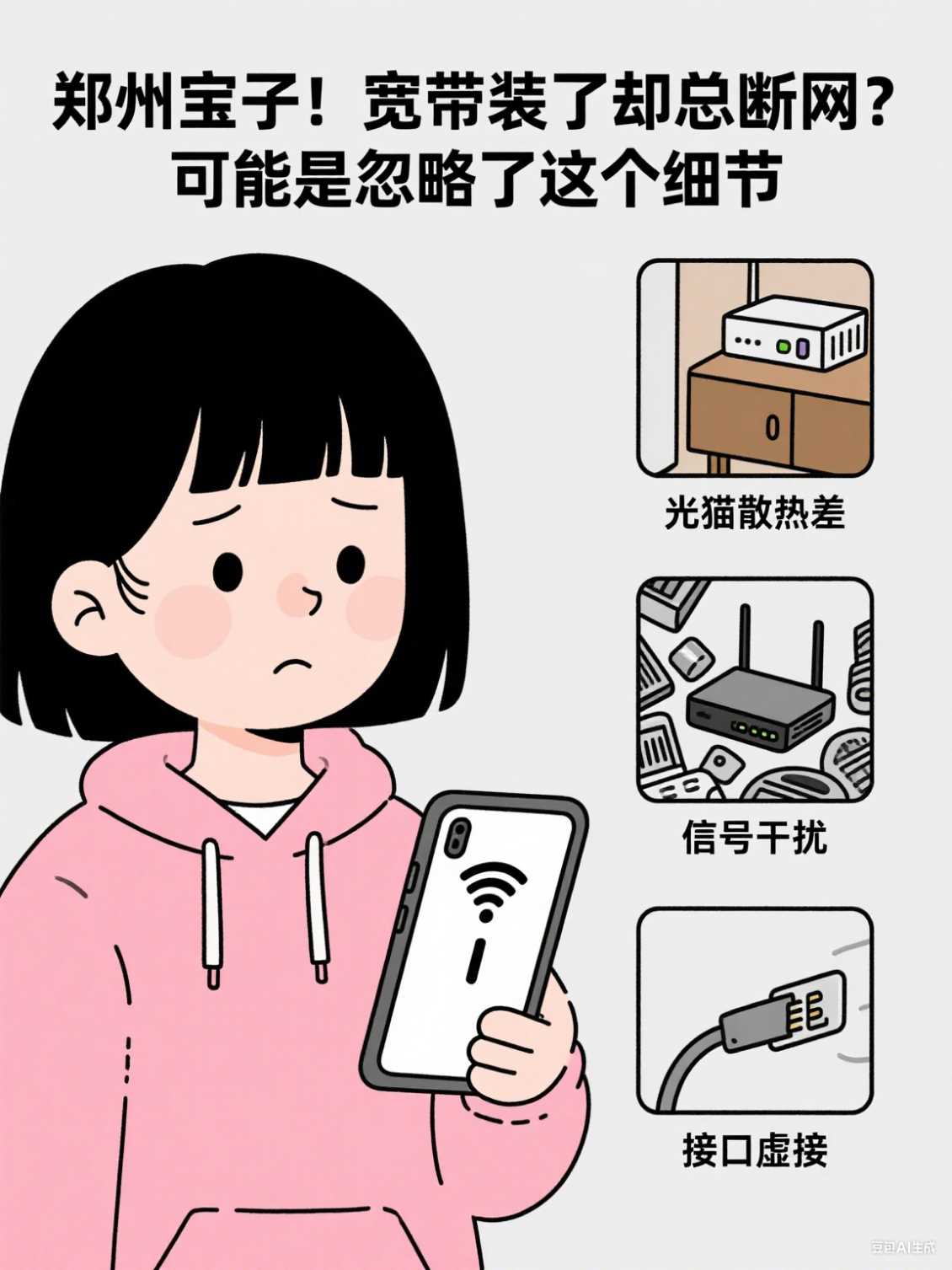 郑东新区宝子！宽带装了却总断网？可能是忽略了这个细节